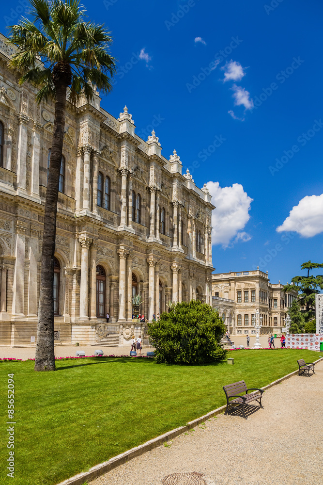 Istanbul, Turkey. The facade of Dolmabahçe Palace, overlooking the Bosphorus side