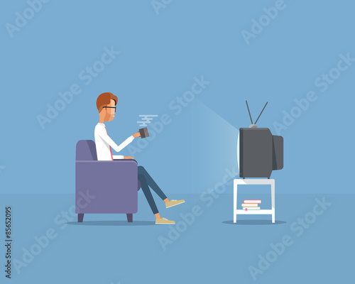 business man watching television concept