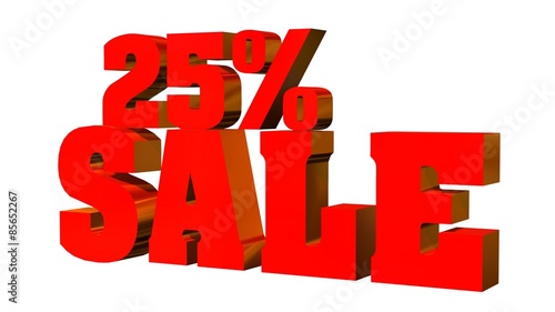  25% sale lettering isolated on white background