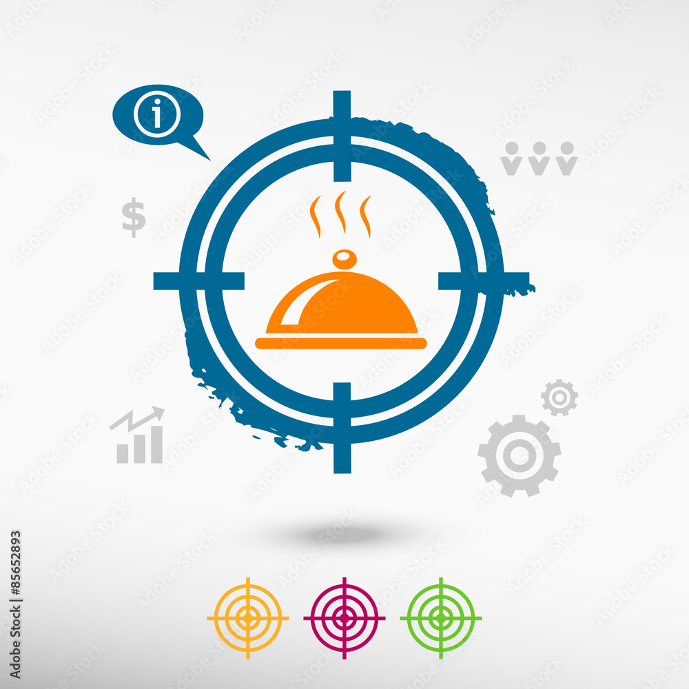 Restaurant cloche icon on target icons background.