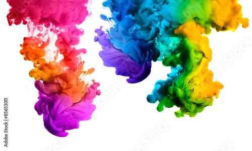 Fotografia, Obraz Rainbow of Acrylic Ink in Water. Color Explosion