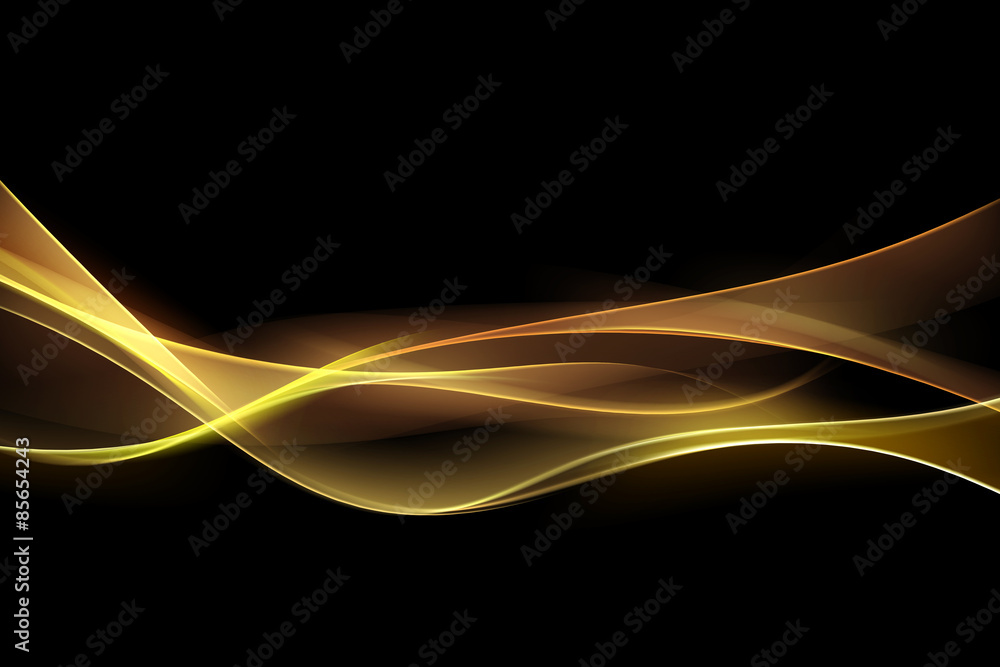 Naklejka premium Fractal Orange Waves On Black Background