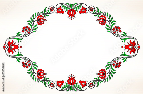 Empty frame with traditional Hungarian floral motives