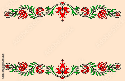 Vintage label with traditional Hungarian floral motives