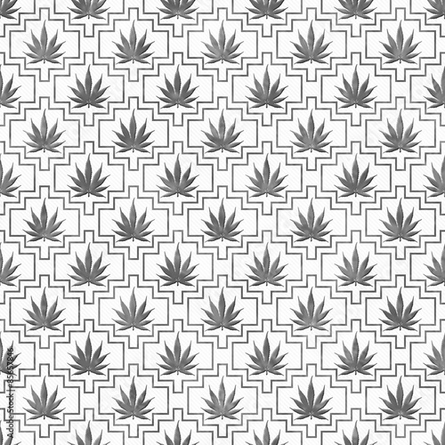 Gray and White Marijuana Tile Pattern Repeat Background