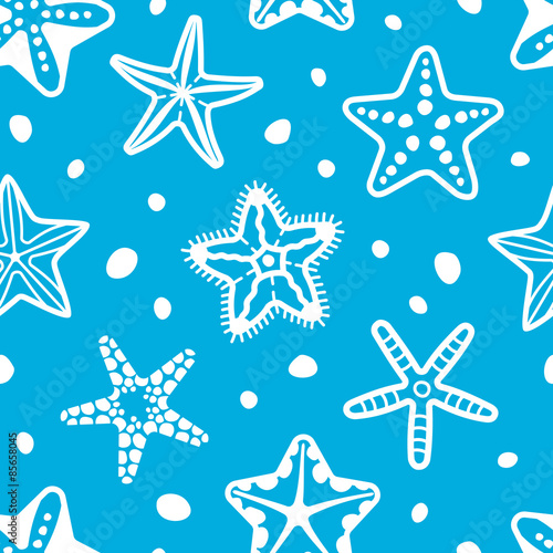 Vector sea seamless pattern with starfish