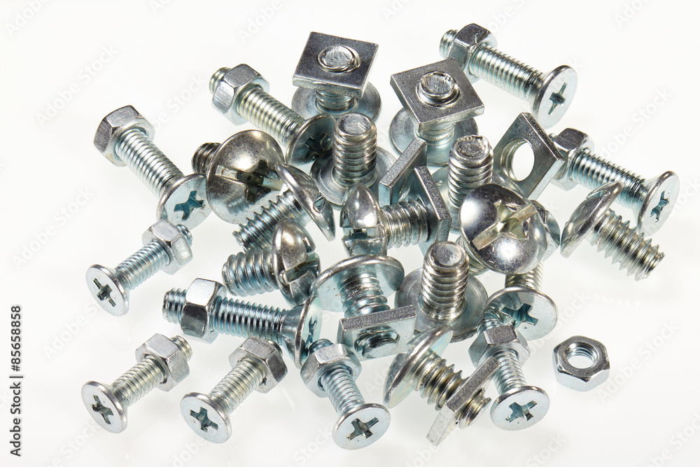 Bolt and nut isolated on white background Bolt and nut isolated on white background
