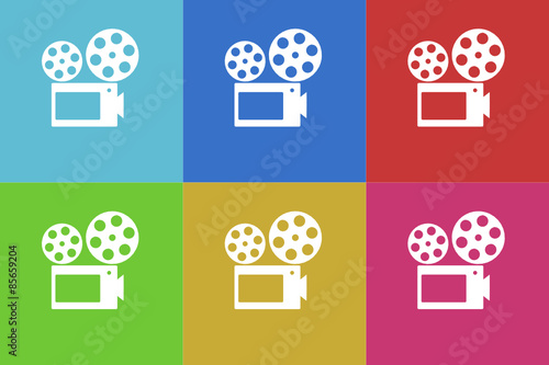 movie vector icons set original flat design for web and mobile app
