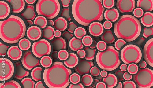3D render of pink and grey circles of various sizes filling the full frame