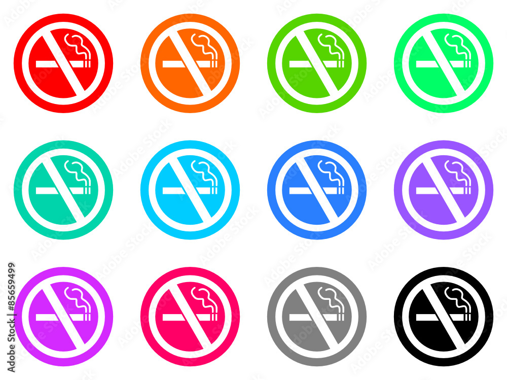 no smoking vector flat icons set no smoking vector flat icons set