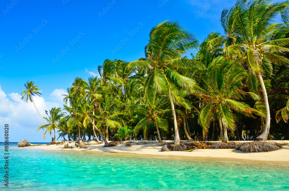Tropical Island - Relaxing at beautiful beach with clear turquoise water