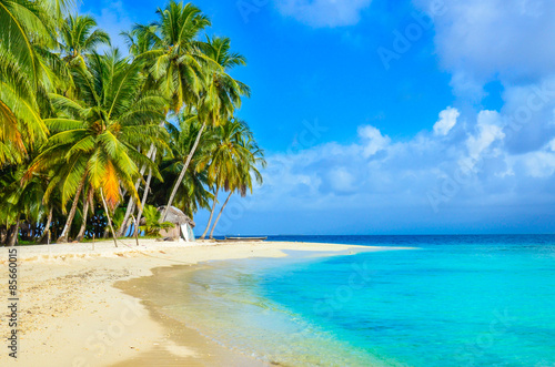 Tropical Island - Relaxing at beautiful beach with clear turquoise water
