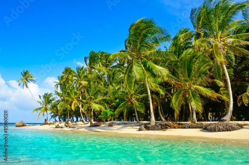 Fototapeta Naklejka Na Ścianę i Meble -  Tropical Island - Relaxing at beautiful beach with clear turquoise water