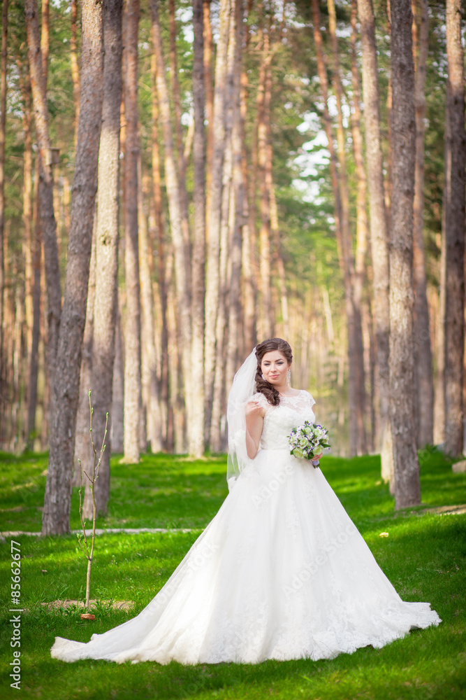 beautiful bride on the nature close up