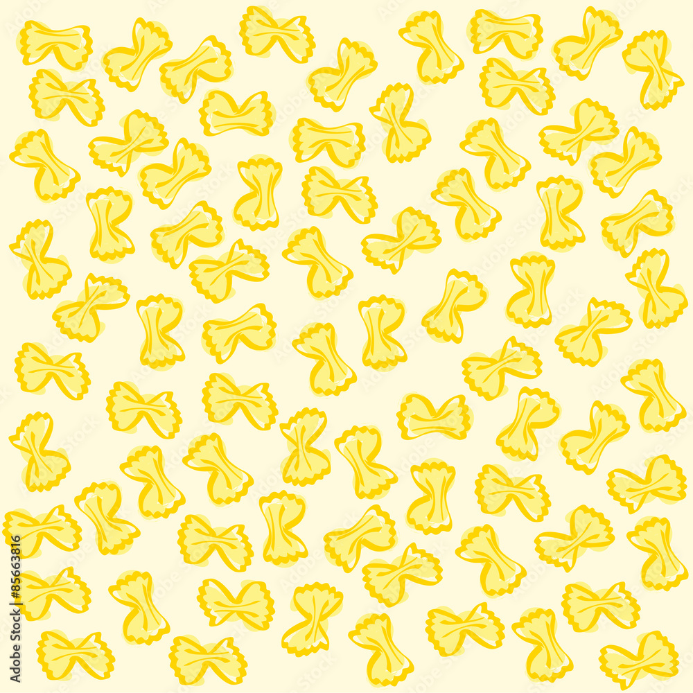 Yellow farfalle pattern Italian pasta. Vector