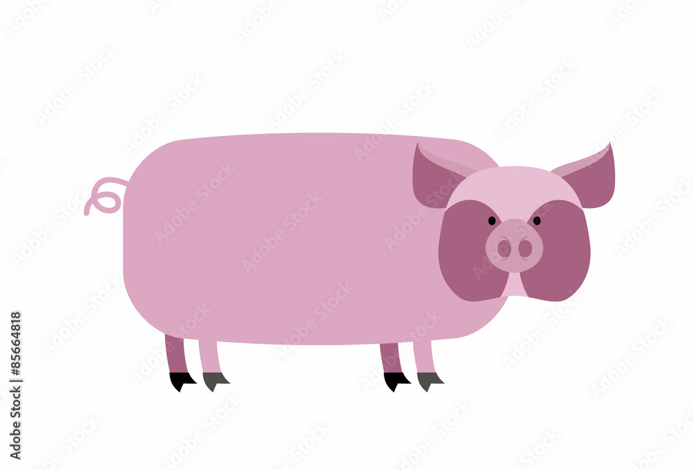 Fat pig on a white background. Farm animal. Vector illustration Fat pig on a white background. Farm animal. Vector illustration