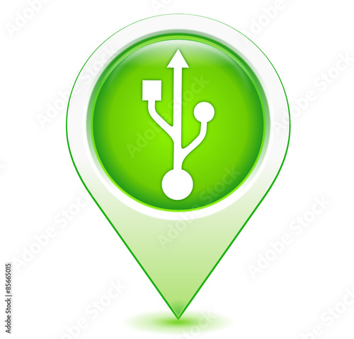usb sur marqueur géolocalisation vert