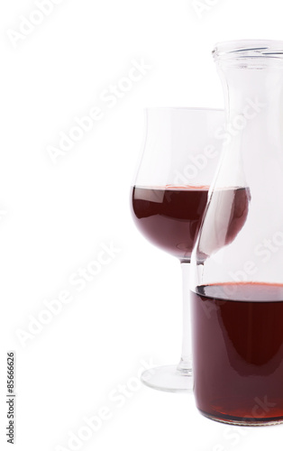 Wine glass and bottle composition isolated