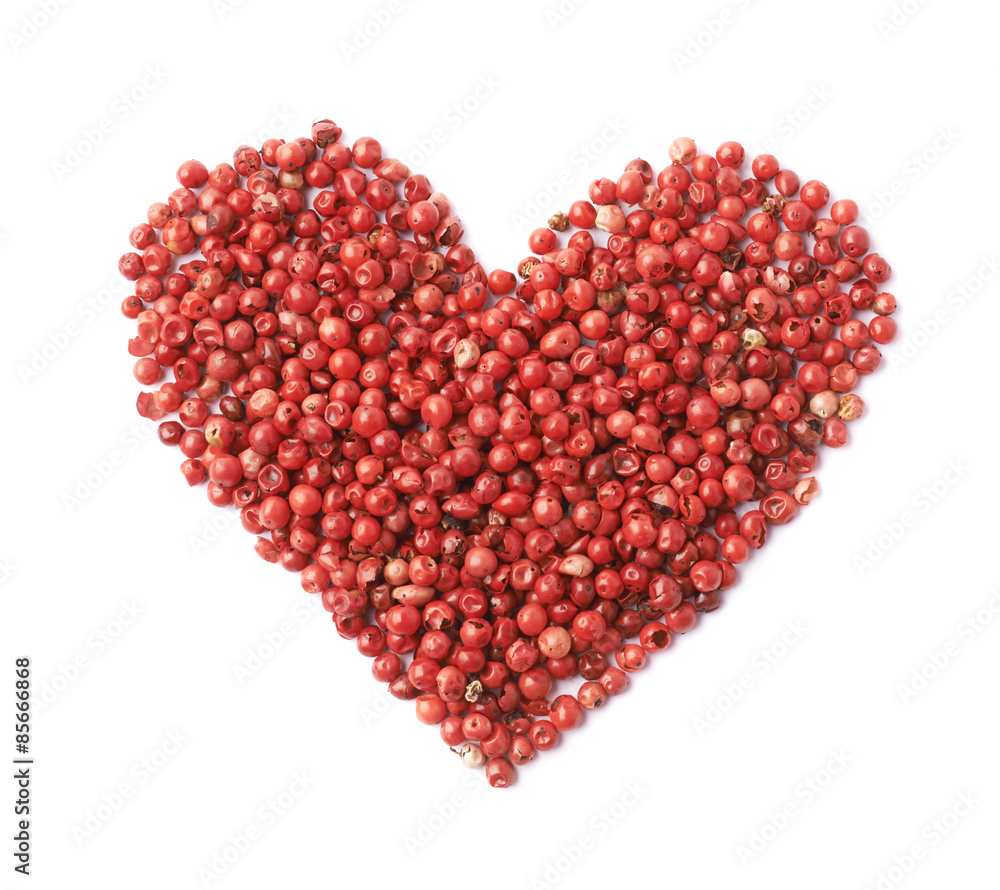 Heart shape made of pepper seeds Heart shape made of pepper seeds