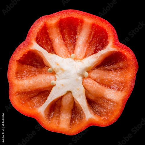 Close-up of red bell pepper section.