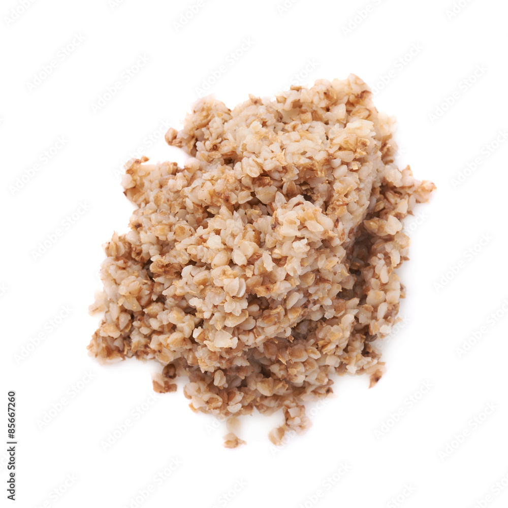 Pile of cooked buckwheat seeds isolated Pile of cooked buckwheat seeds isolated