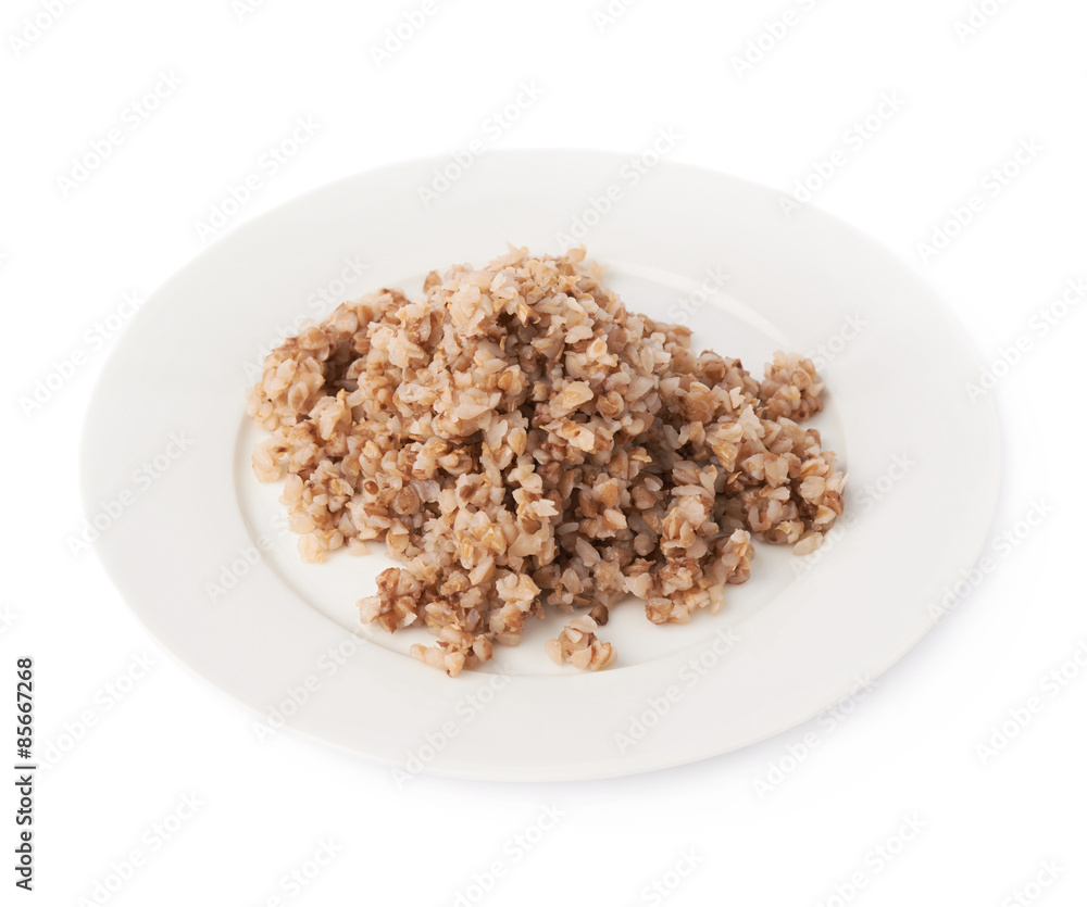 Cooked buckwheat on a plate Cooked buckwheat on a plate