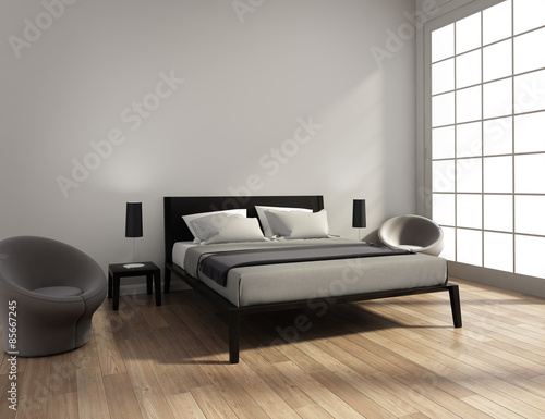 Contemporary elegant luxury grey bedroom photo
