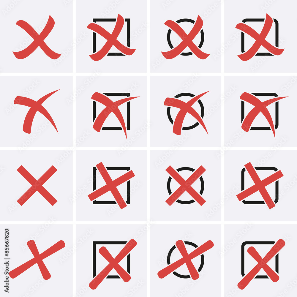 Cross Marks Icons in boxes Cross Marks Icons in boxes