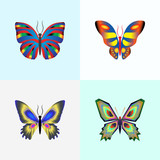 vector illustration set of abstract butterflies