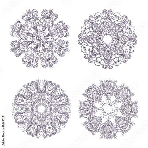 Set of round decorative elements. 