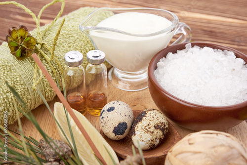 spa stuff on wooden background