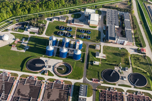 aerial view of sewage treatment plant