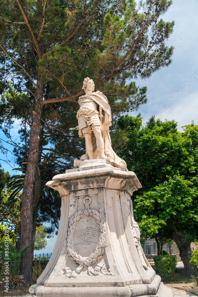 Obraz premium Monument of Feldmarschall Schulenburg built in 1718, near the Old Fortress, Kerkyra, Corfu island, Greece