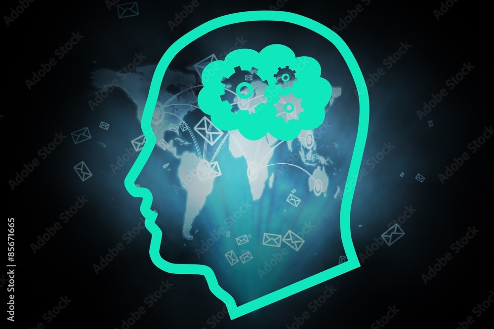 Fototapeta premium Composite image of cogs in head