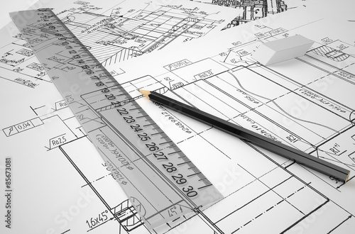 engineering, drafting and construction concept