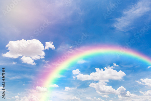 Beautiful sky with rainbow. © pushish images