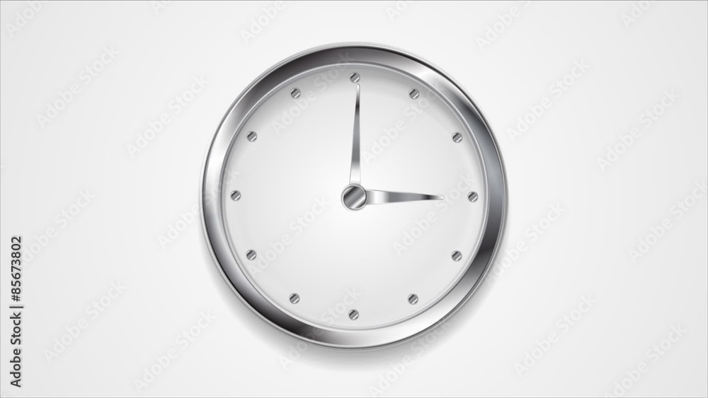 Abstract moving wall clock with silver frame. Video animation HD 1920x1080 Abstract moving wall clock with silver frame. Video animation HD 1920x1080