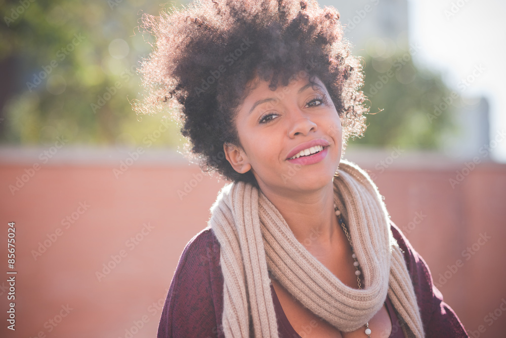 Fototapeta premium beautiful black curly hair african woman