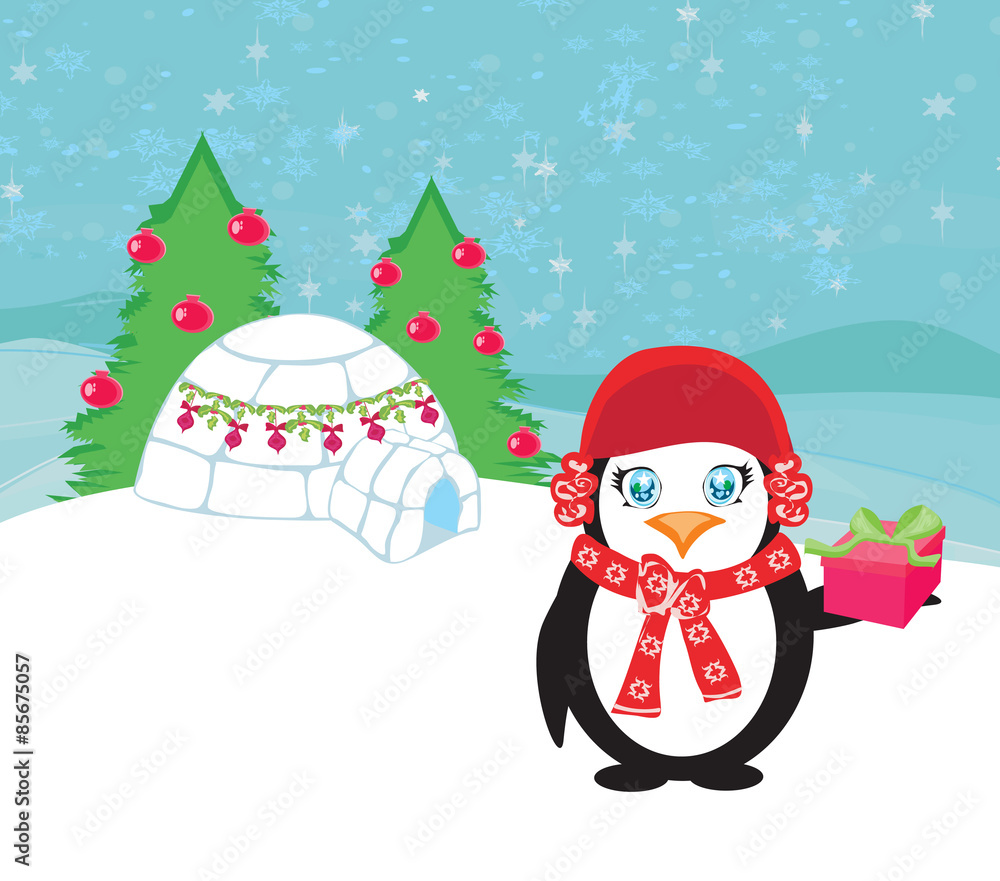 Christmas card with a penguin Christmas card with a penguin