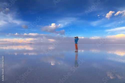 Salar de Uyuni is largest salt flat in the World, Altiplano, Bol photo
