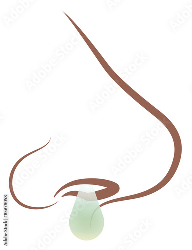Running nose - aesthetic illustration of nasal mucus- isolated vector on white background.