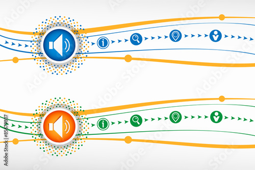 Speaker icon. Volume max on background for banner