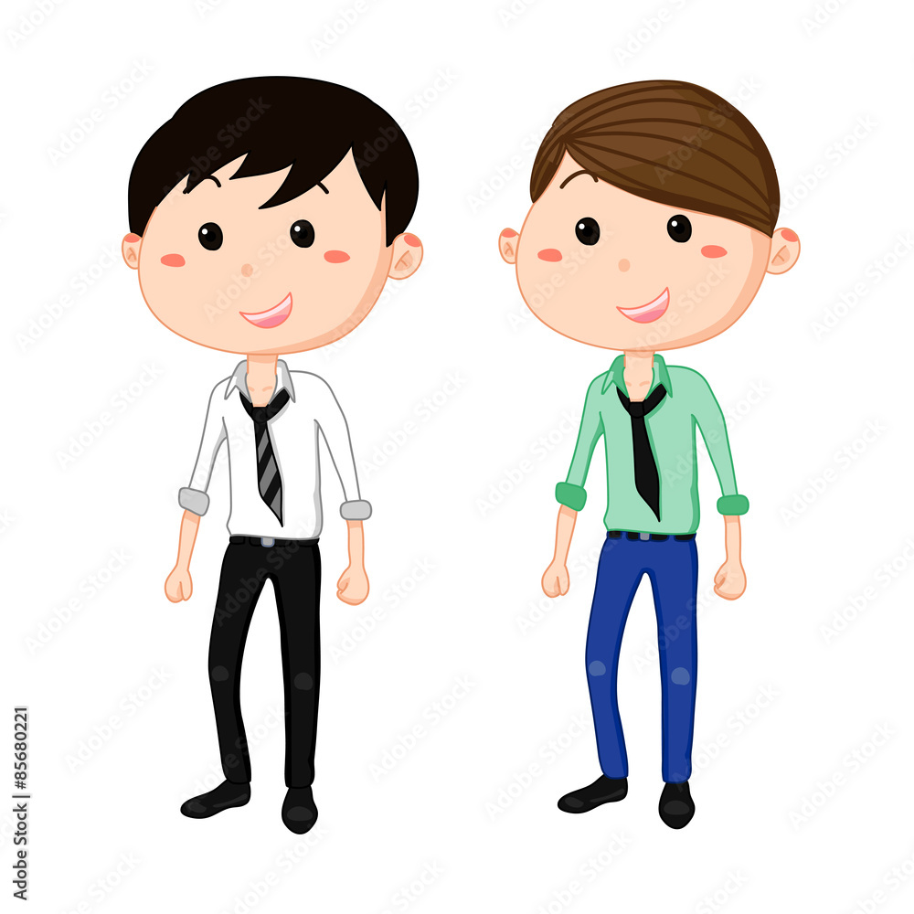 Office mans Twins Cartoon Character Vector