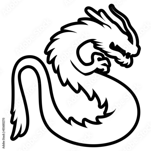 Stylized Dragon Illustration Isolated On White Background