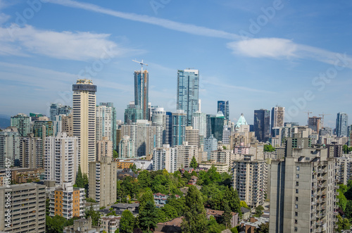   The skyline of Vancouver features luxury condominiums as well as office buildings and international hotels including construction of the new Trump Tower.  © lembi