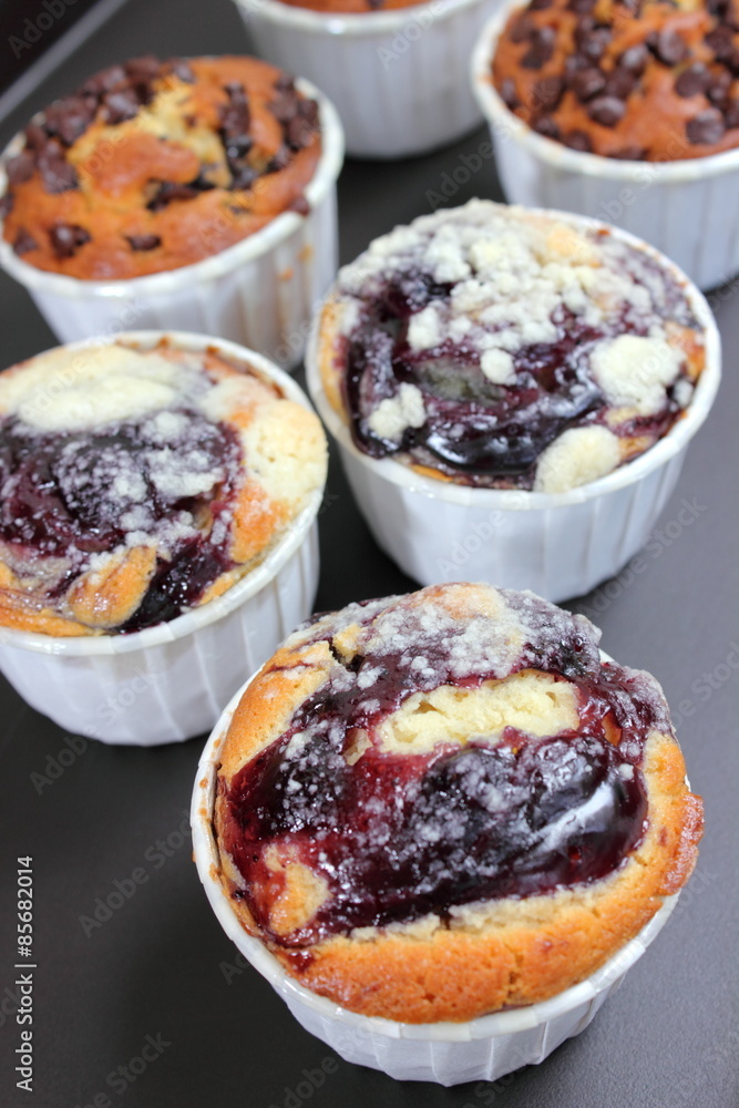 Blueberry Muffin on plate as close up. Blueberry Muffin on plate as close up.