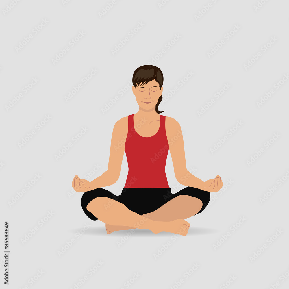 Illustration young female in a lotus position. 