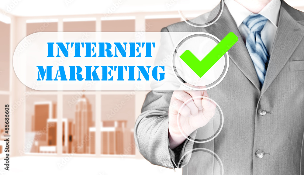 business man pressing checkbox internet marketing business man pressing checkbox internet marketing