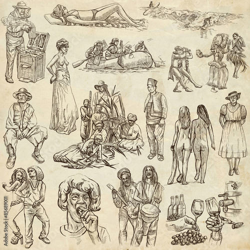 People  Natives. An hand drawn pack on paper