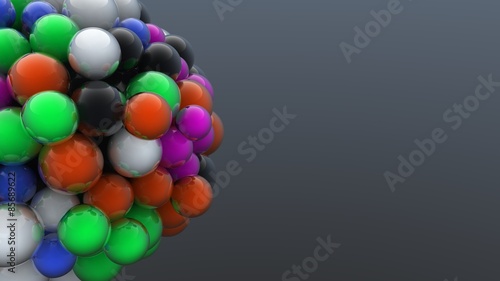 Digitally generated cluster of colorful bubbles